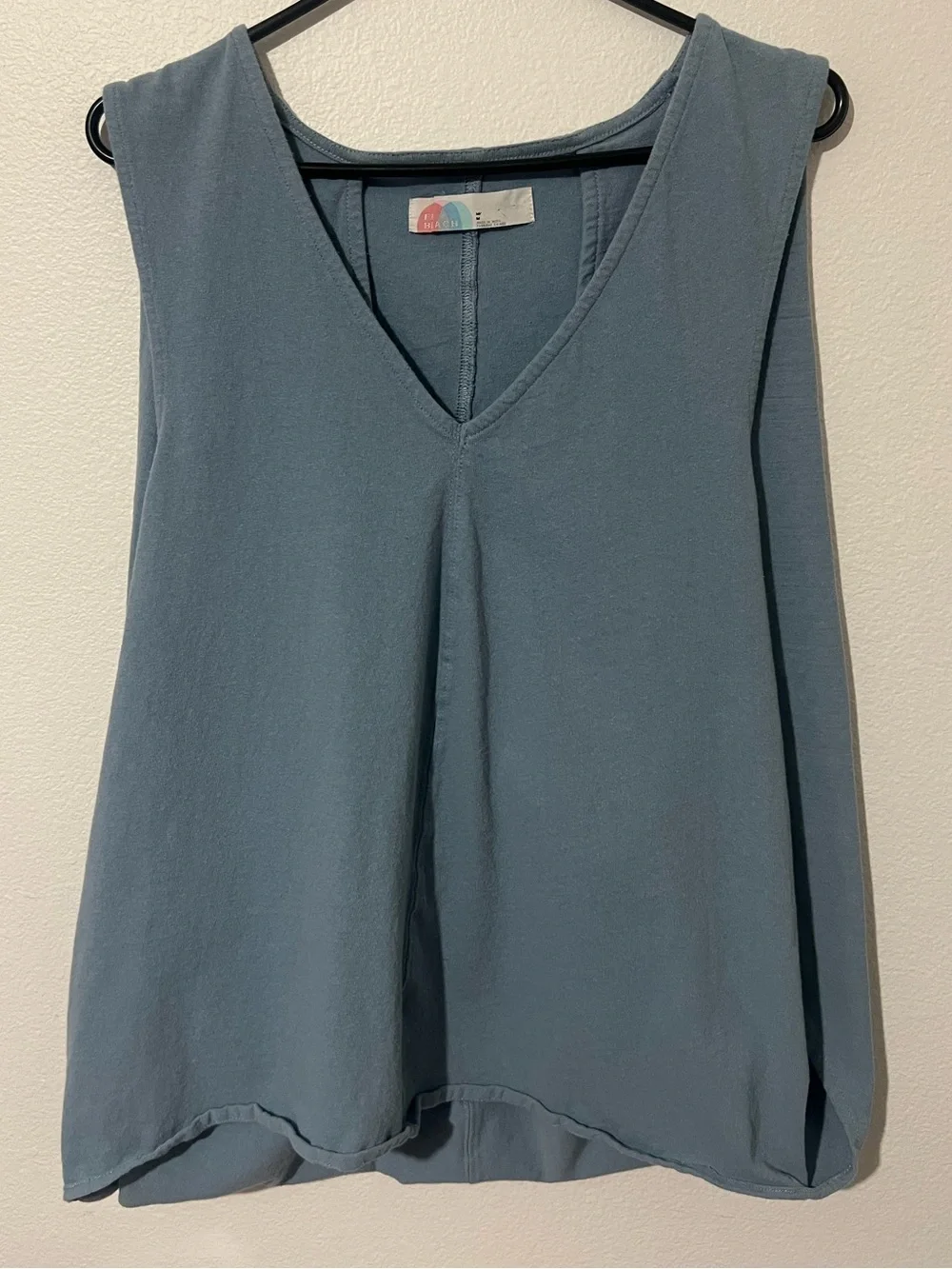 Free People Beach Relaxed Swing-Style V -Neck Tank Top (Dusty Blue)